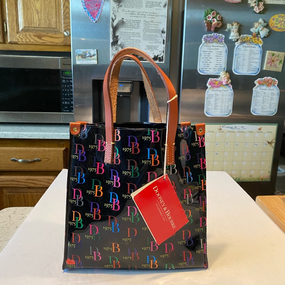 DB IT Acrylic Black Multicolor Monogram Lunch,Beach,Shopper, Tote